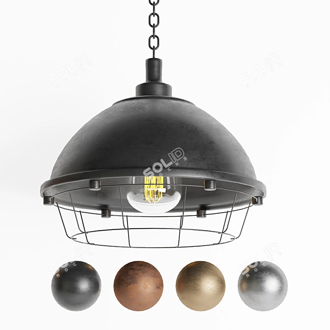 Sleek Black Industrial Pendant Lamp 3D model image 1