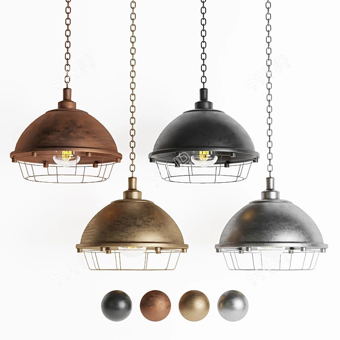 Sleek Black Industrial Pendant Lamp 3D model image 2