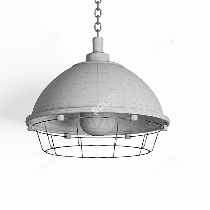 Sleek Black Industrial Pendant Lamp 3D model image 3