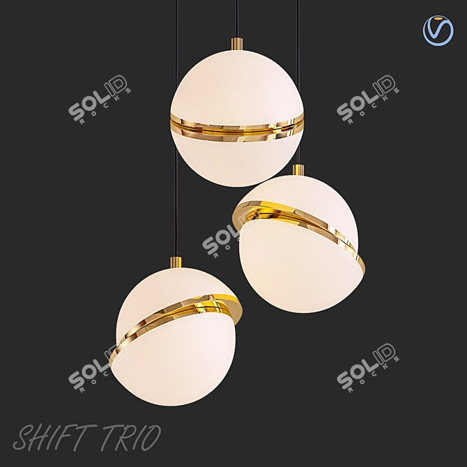 Sleek Shift Trio Lamp 3D model image 1