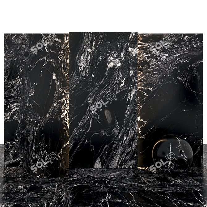 Elegant Oscuro Mist Granite Slabs 3D model image 1