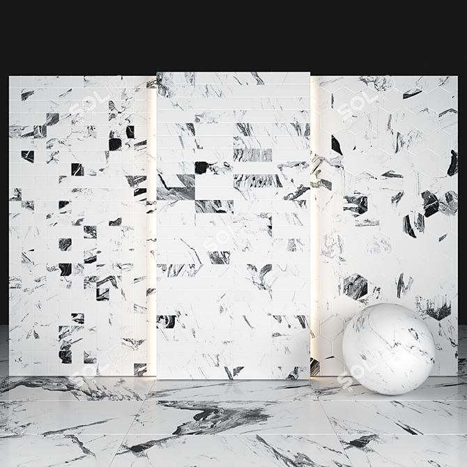 Luxury Statuario Marble Slabs & Tiles 3D model image 3