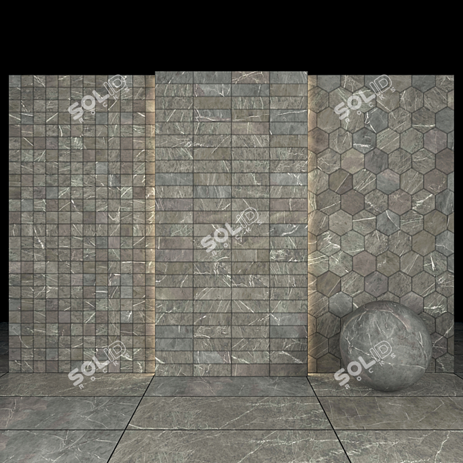 Elegant Gray Marble Collection 3D model image 3