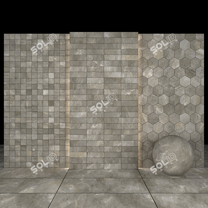 Elegant Palladium Gray Stone 3D model image 2