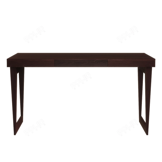 Contemporary Oak Desk Console with Asian Influence 3D model image 2