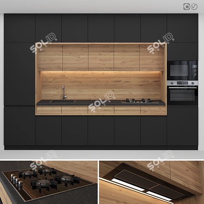 Modern Modular Kitchen 3D model image 1