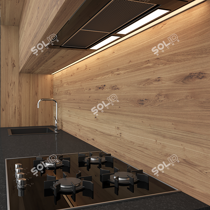 Modern Modular Kitchen 3D model image 2