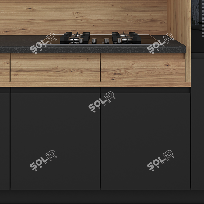 Modern Modular Kitchen 3D model image 3