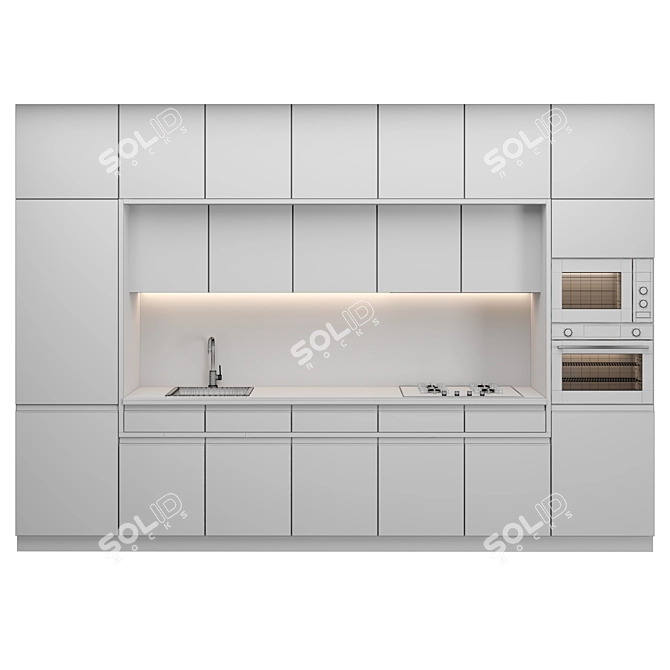 Modern Modular Kitchen 3D model image 5