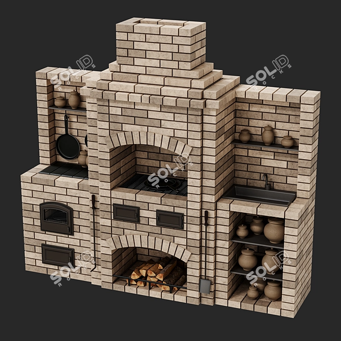 Brick BBQ Oven | Outdoor Grilling 3D model image 1