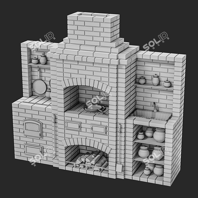 Brick BBQ Oven | Outdoor Grilling 3D model image 3