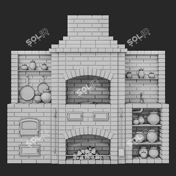 Brick BBQ Oven | Outdoor Grilling 3D model image 4