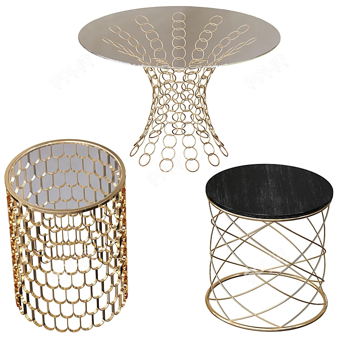 Luxury Golden Round Table "Radee 3D model image 1