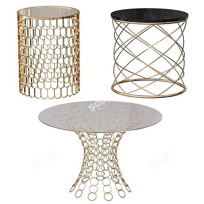 Luxury Golden Round Table "Radee 3D model image 4