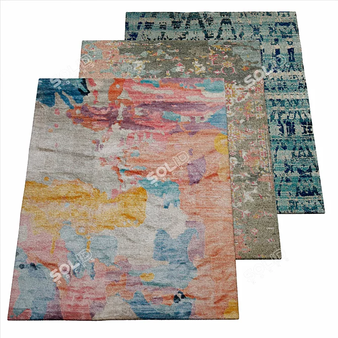 Bamboo Silk Abstract Rug 3D model image 2