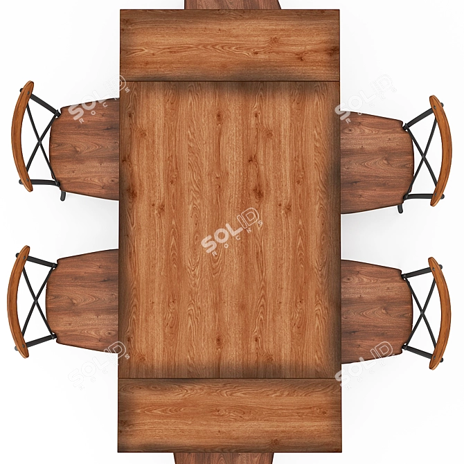 Industrial Rustic Dining Table Set 3D model image 3