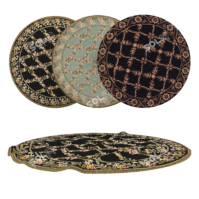 Versatile Round Carpets Set 3D model image 1