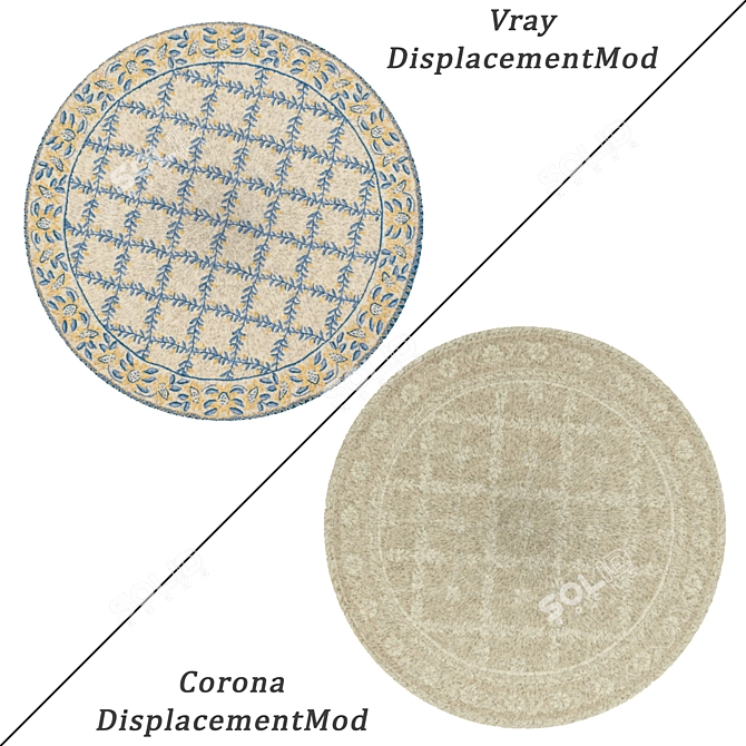 Round Carpet Set 169: Versatile and Realistic 3D model image 2