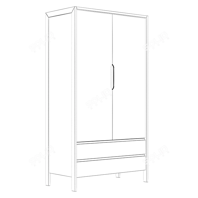 Dark Stained Ash Ledger Wardrobe 3D model image 4