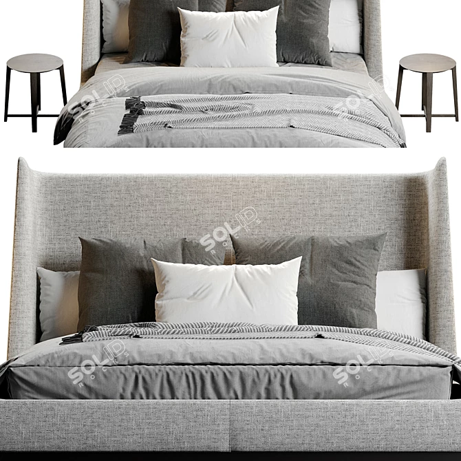 Luxurious Flexform Midnight Bed 3D model image 3