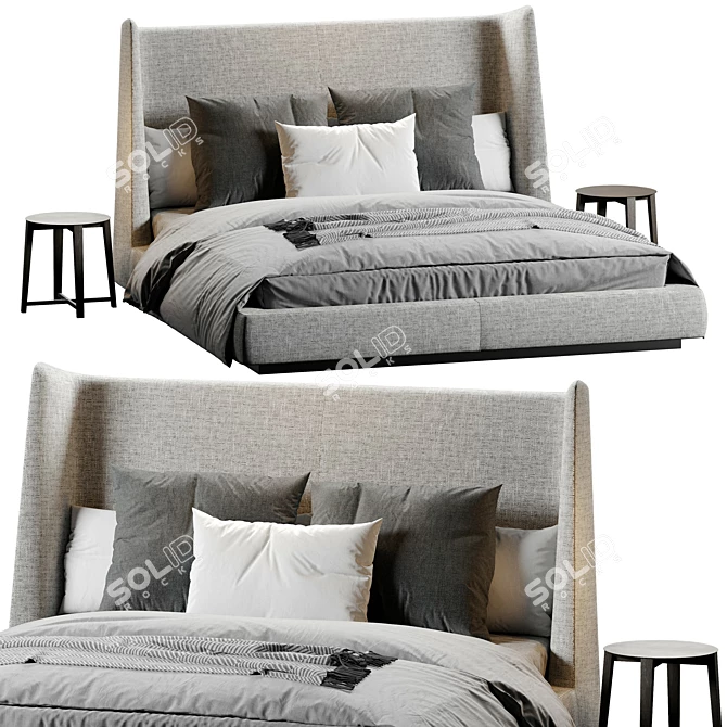 Luxurious Flexform Midnight Bed 3D model image 4