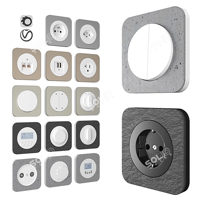 Berker R1 Sanded Concrete & Aluminu 3D model image 1