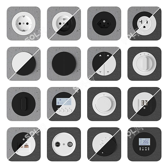 Berker R1 Sanded Concrete & Aluminu 3D model image 2