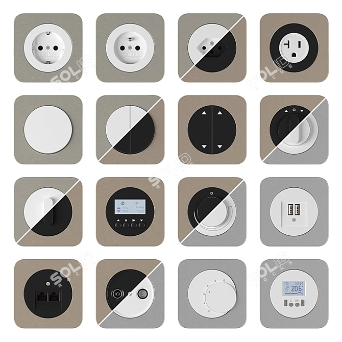 Berker R1 Sanded Concrete & Aluminu 3D model image 3