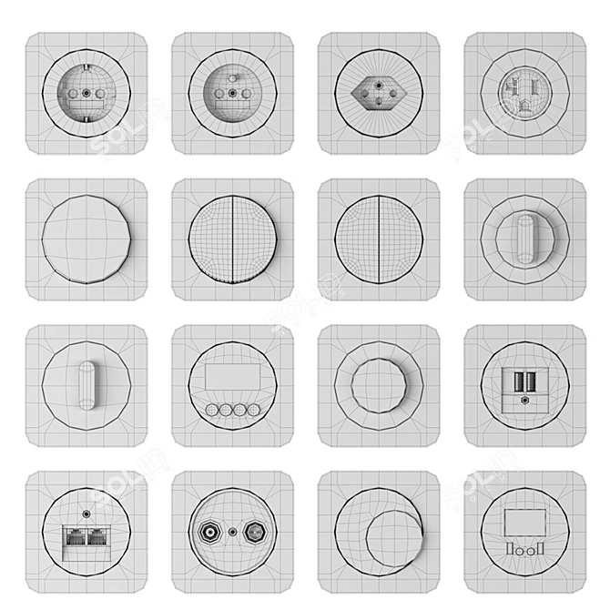 Berker R1 Sanded Concrete & Aluminu 3D model image 4