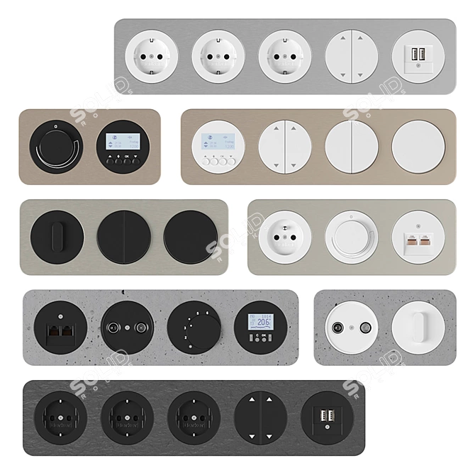 Berker R1 Sanded Concrete & Aluminu 3D model image 5