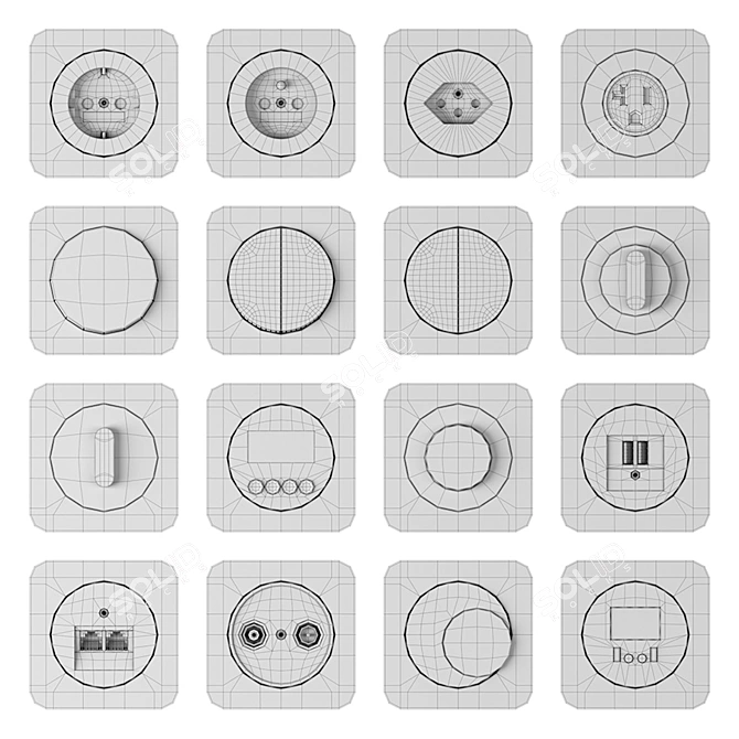 Berker R1 Sanded Concrete & Aluminu 3D model image 6