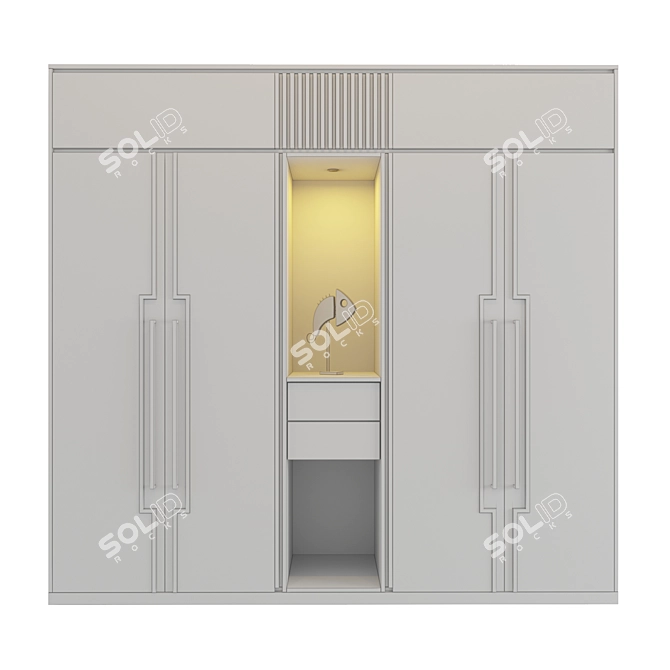 Modern Wardrobe with Textured Finish 3D model image 3