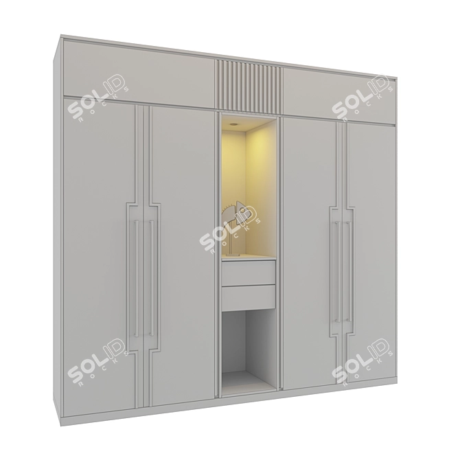 Modern Wardrobe with Textured Finish 3D model image 4