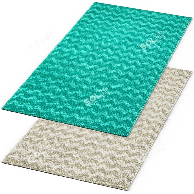 Bredevad Zigzag Beige and Green Carpet 3D model image 1