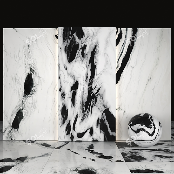 Panda Marble Texture Slabs & Tiles 3D model image 3