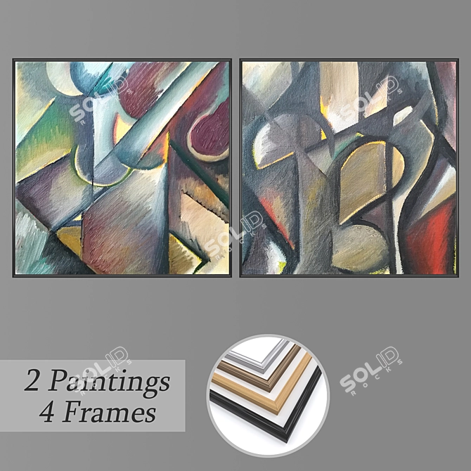 Artful Collection: Set of Wall Paintings 3D model image 1