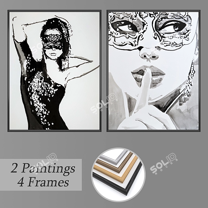 Elegant Wall Art Set 3082 3D model image 1