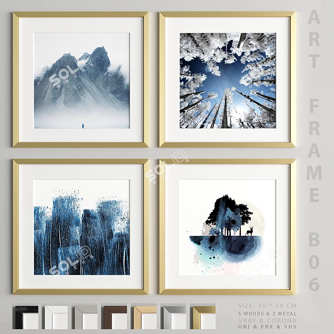 Elegant Art Frame Collection 3D model image 1