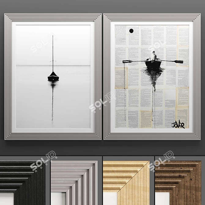 Modern Art Frame Set - Textured Frames 3D model image 1