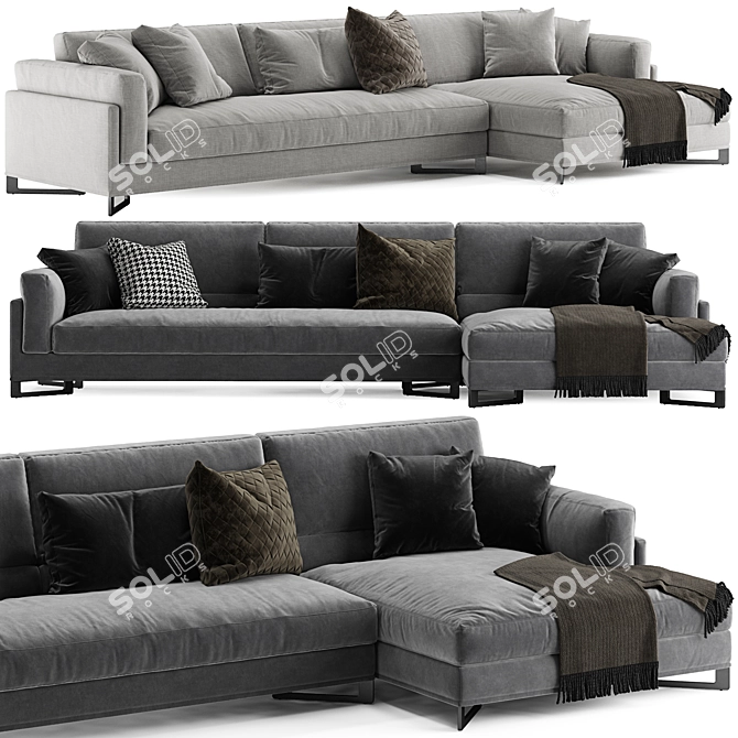 Contemporary DAVIS L-shaped sofa: Frigerio Salotti 3D model image 1