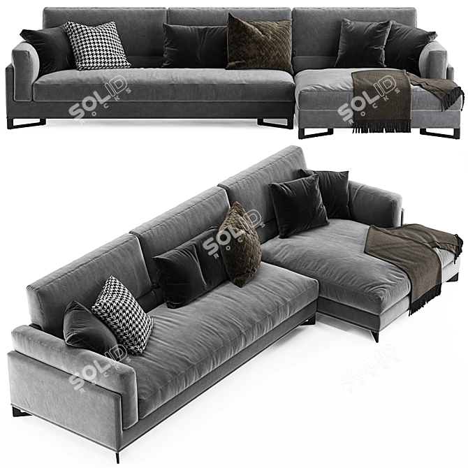 Contemporary DAVIS L-shaped sofa: Frigerio Salotti 3D model image 2