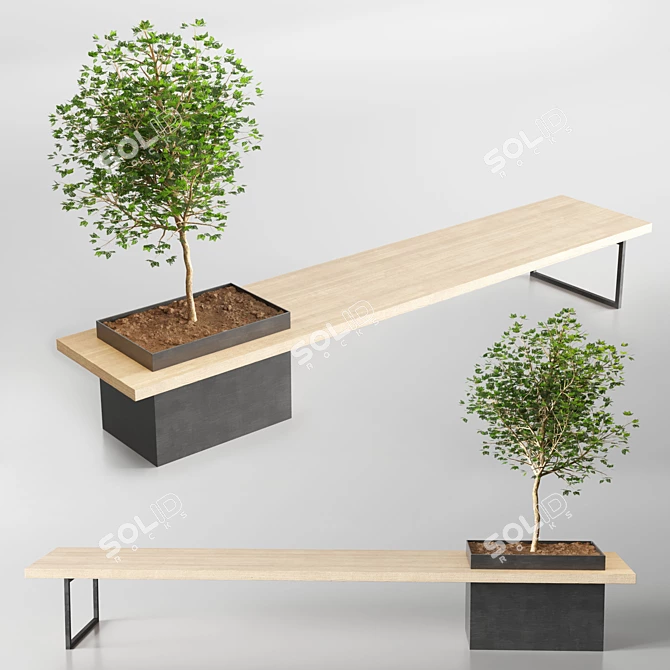 Urban Bench: Outdoor Plant 02 3D model image 1