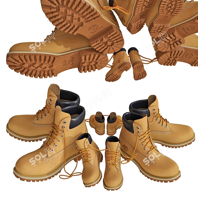 Timberland Waterproof Nubuck Boots 3D model image 2