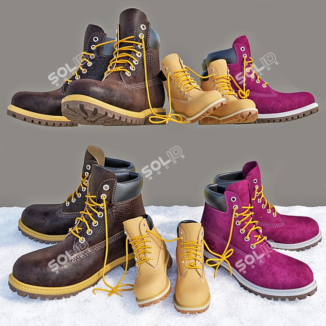 Timberland Waterproof Nubuck Boots 3D model image 4