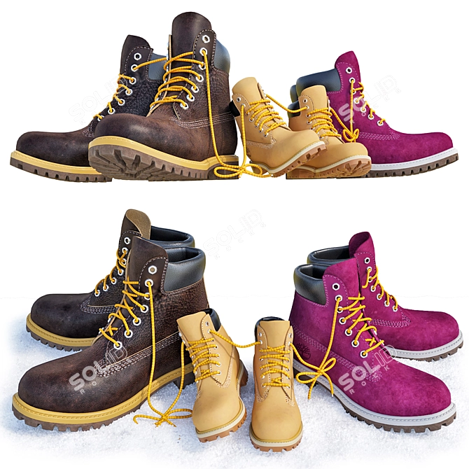 Timberland Waterproof Nubuck Boots 3D model image 9