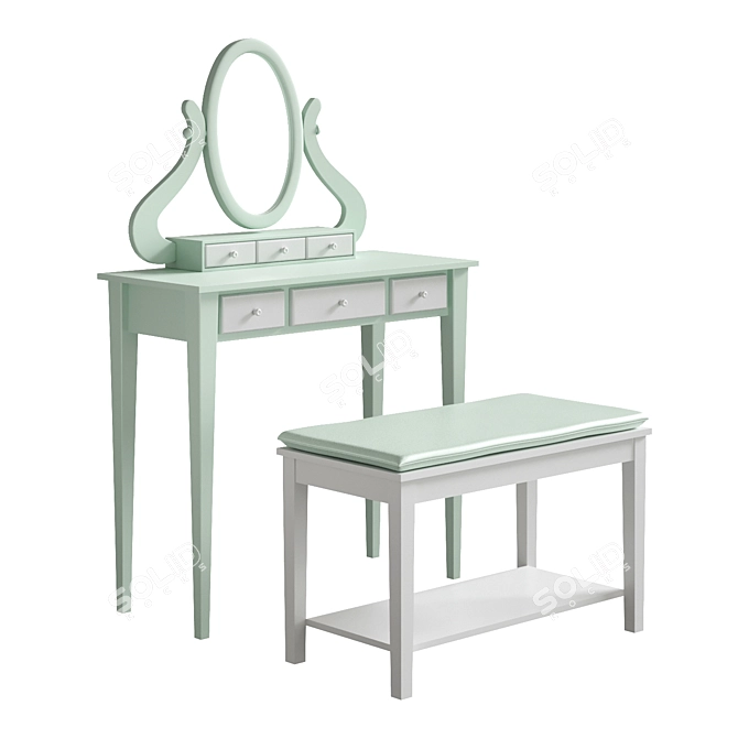 Chiavegato KlassiK Dubai Dressing Table & Bench 3D model image 1