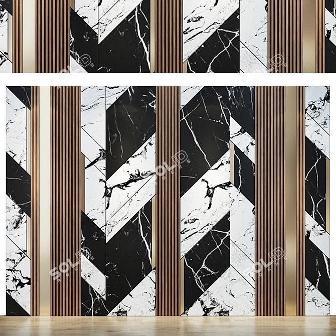 Elegant Artisanal Wall Panel 3D model image 1