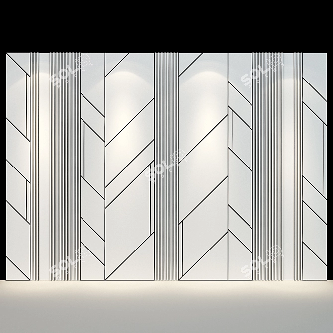 Elegant Artisanal Wall Panel 3D model image 3