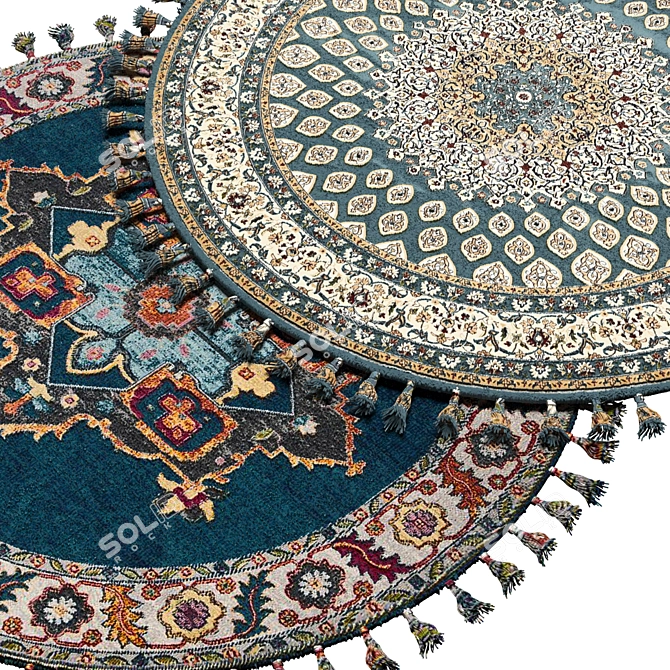 Geometric Round Carpet 3D model image 2