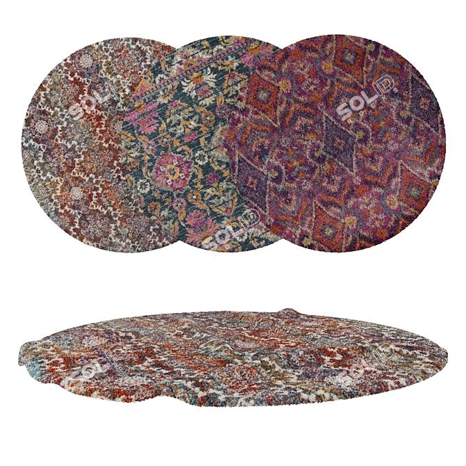 Versatile Round Carpets Set 3D model image 1